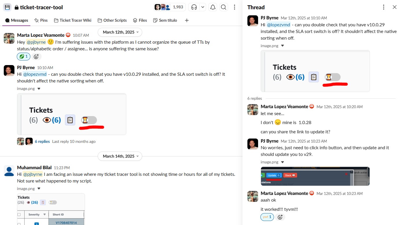 Customer engagement feedback on Ticket Tracer